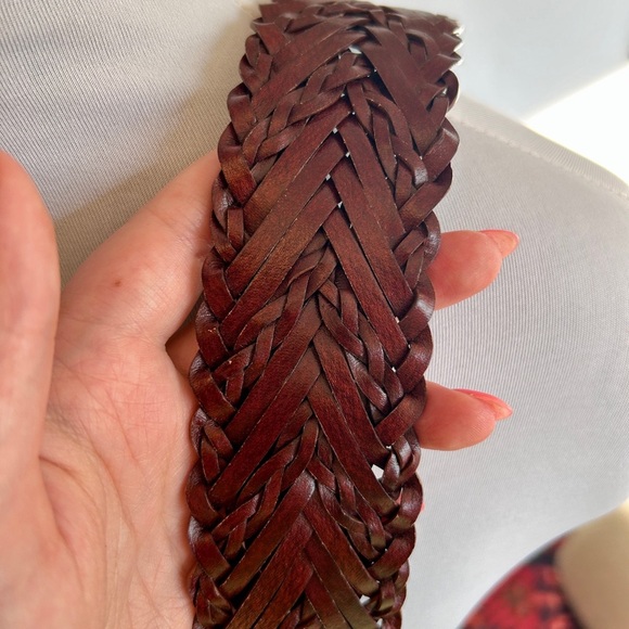 Vintage Style Bohemian Western Braided Bonded Leather Belt – Dark Brown - Picture 6 of 7